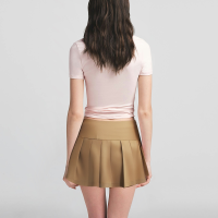 Solid Color Zipper Fly Casual Fashion Mini Pleated Skirt Women Shorts - Image 3
