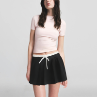 Drawstring waist black hot sale casual fashion pleated skirt women shorts - Image 5