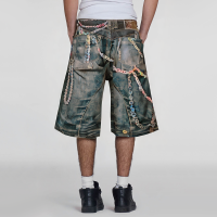 Digital Printed Loose Men's Denim Shorts - Image 3