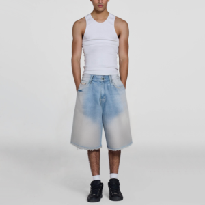 Thick Vintage Washed Distressed Loose Wide Leg Men's Denim Shorts