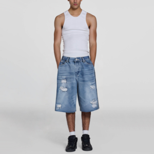 Thick Vintage Ripped Distressed Straight Men's Denim Shorts