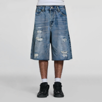 Thick Vintage Ripped Distressed Straight Men's Denim Shorts - Image 5