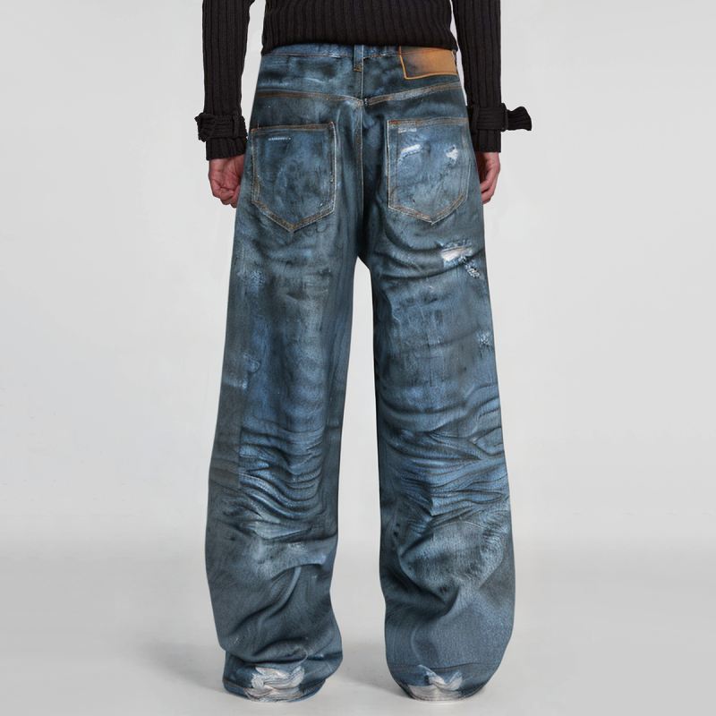 3D digital printing loose straight jeans for men - Image 2