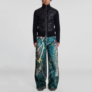 3D digital printing loose wide-leg men's cotton jeans