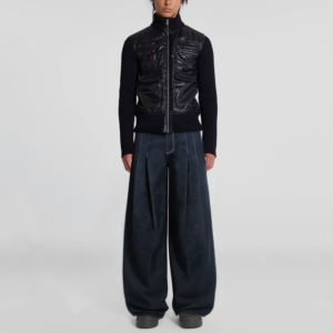 Denim Machete Curve Faded Pleated Loose Men's Wide Leg Jeans