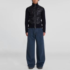 Vintage Washed Dark Blue Loose Wide Leg Men's Jeans