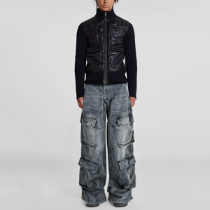 Vintage Washed Cargo 3D Pocket Loose Wide Leg Men's Cargo Jeans