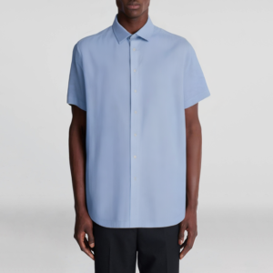 Men's Blue Mini Plaid Stand Collar Shirt