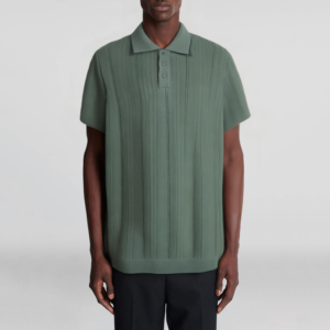 New Men's Jacquard Knit Slim Fit Polo Shirt