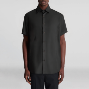 Summer Cotton Blend Short Sleeve Button Dress Men's Casual Shirt